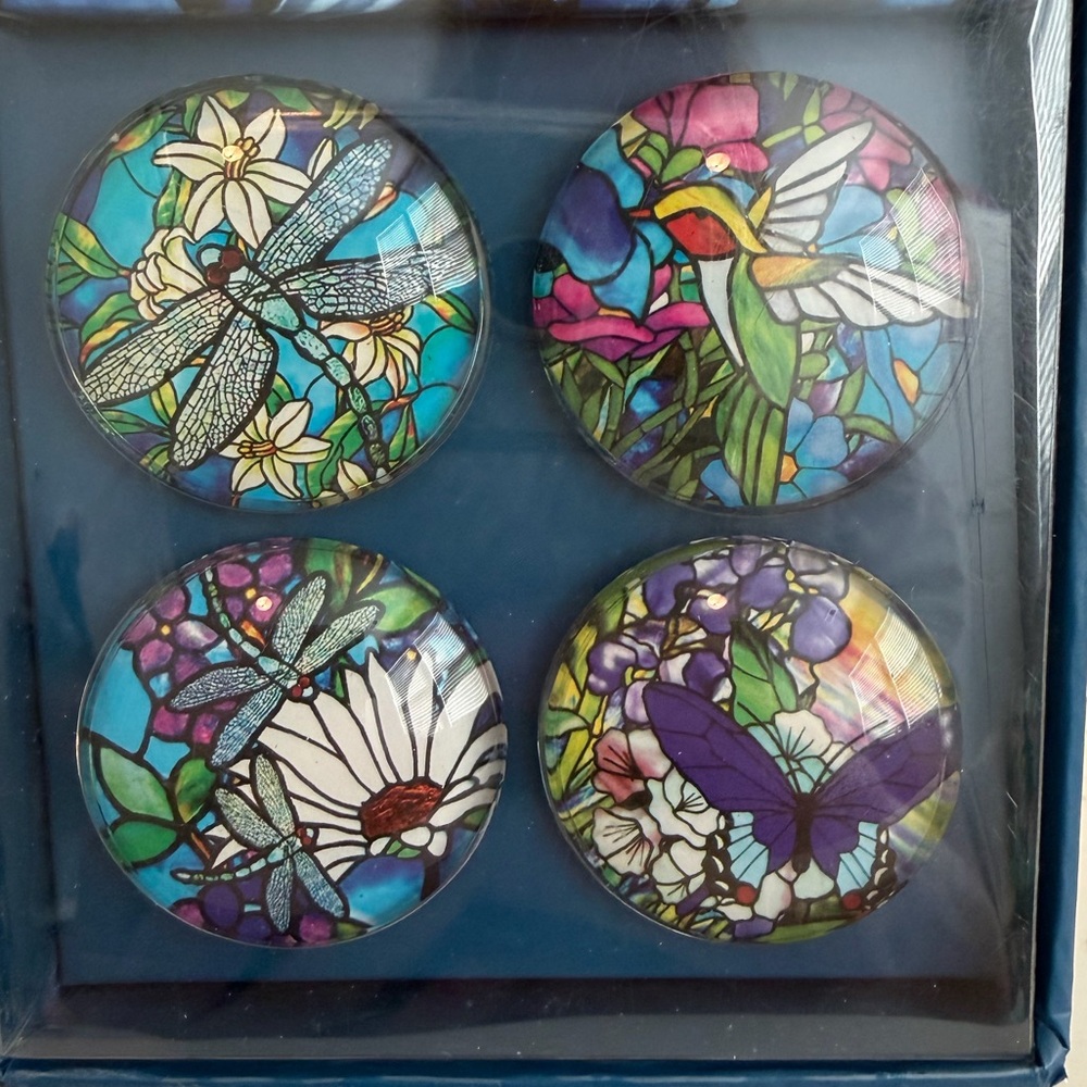 Bubble Magnets Stained Glass Set - Floral & Nature Designs NIB - Picture 4 of 7